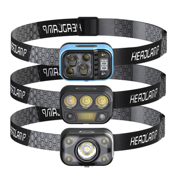 LED челник за глава с жестово разпознаване, USB зареждане, 3W LED, вградена 1200mAh Li‑ion батерия, диапазон до 100–200 м