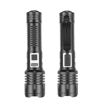 Φακός LED από αλουμινένιο κράμα, USB επαναφορτιζόμενος, οπτικό ζουμ, εμβέλεια ≥ 500 m