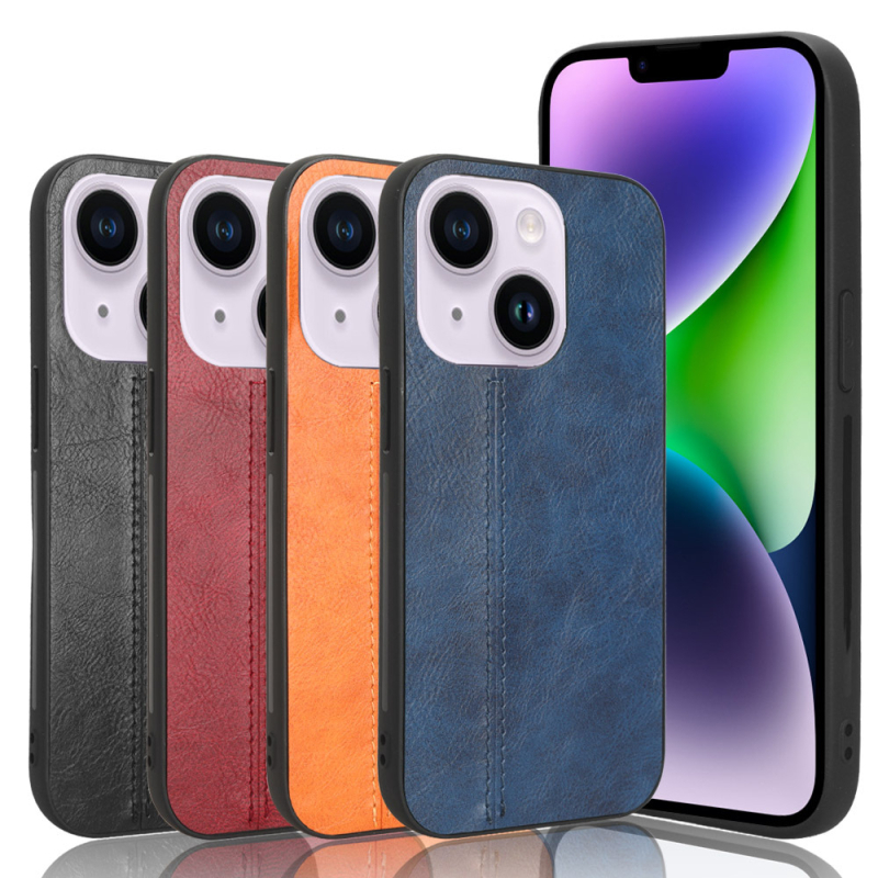 Peibin flip vāciņš iPhone 14 Pro Max – govju raksts, mākslīgā āda, eļļas mala, biznesa stils
