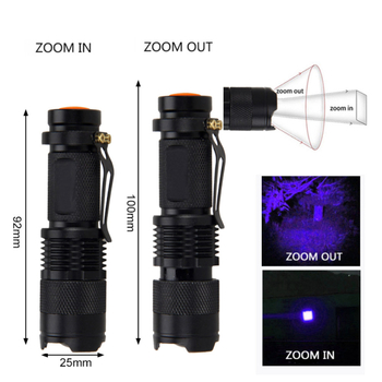 Μίνι UV Φακός 365nm/395nm, Αλουμινένιο Σώμα, Έλεγχος Νομισμάτων, 5W, Μπαταρία 1x14500 (1500mAh), USB Φορτιστής Περιλαμβάνεται, Εμβέλεια 100–200 m