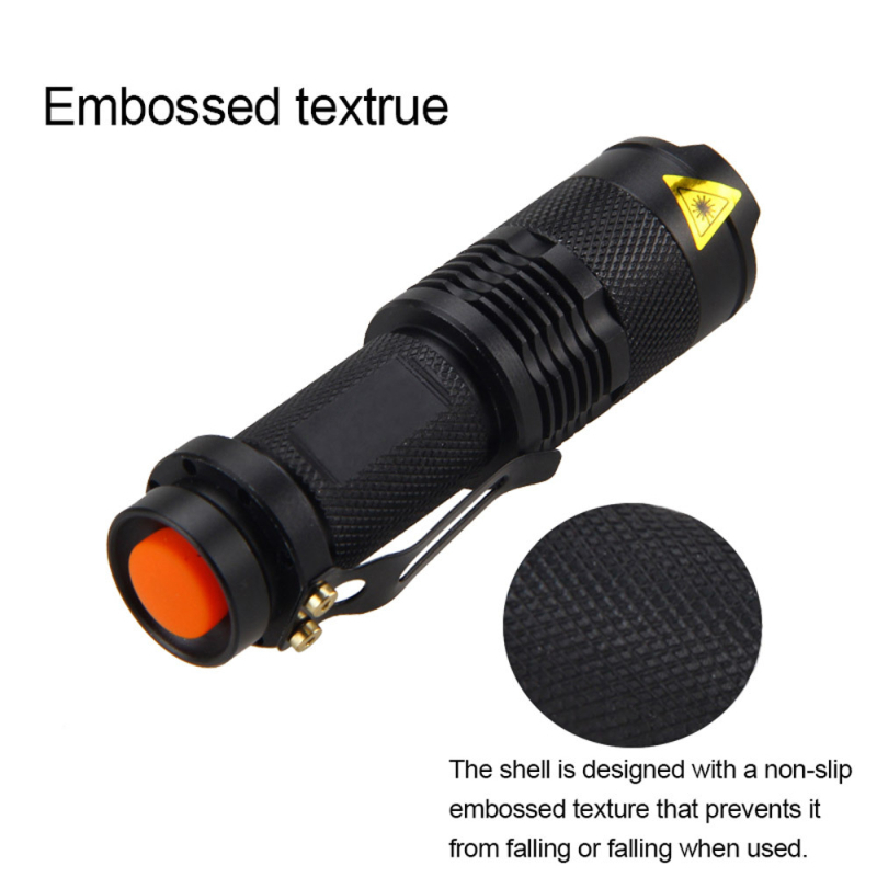 Mini UV flashlight 365nm/395nm, aluminijska legura, provjera novca, 5W, baterija 1x14500 (1500mAh), USB punjač uključen, doseg 100–200 m