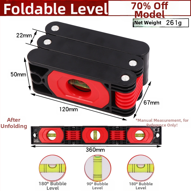 Портативен магнитен сгъваем нивелир за точно маркиране на стени