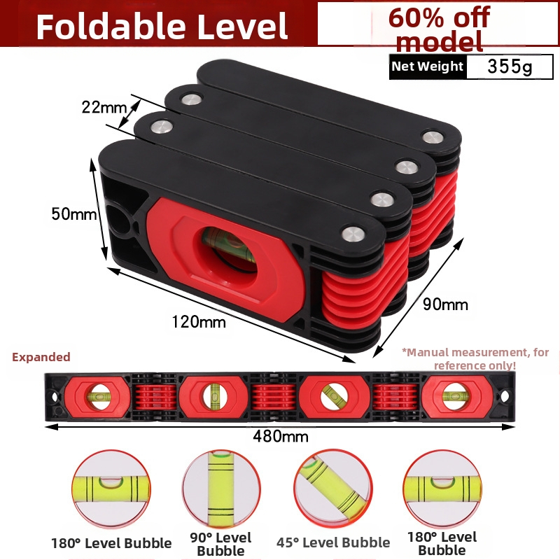 Портативен магнитен сгъваем нивелир за точно маркиране на стени