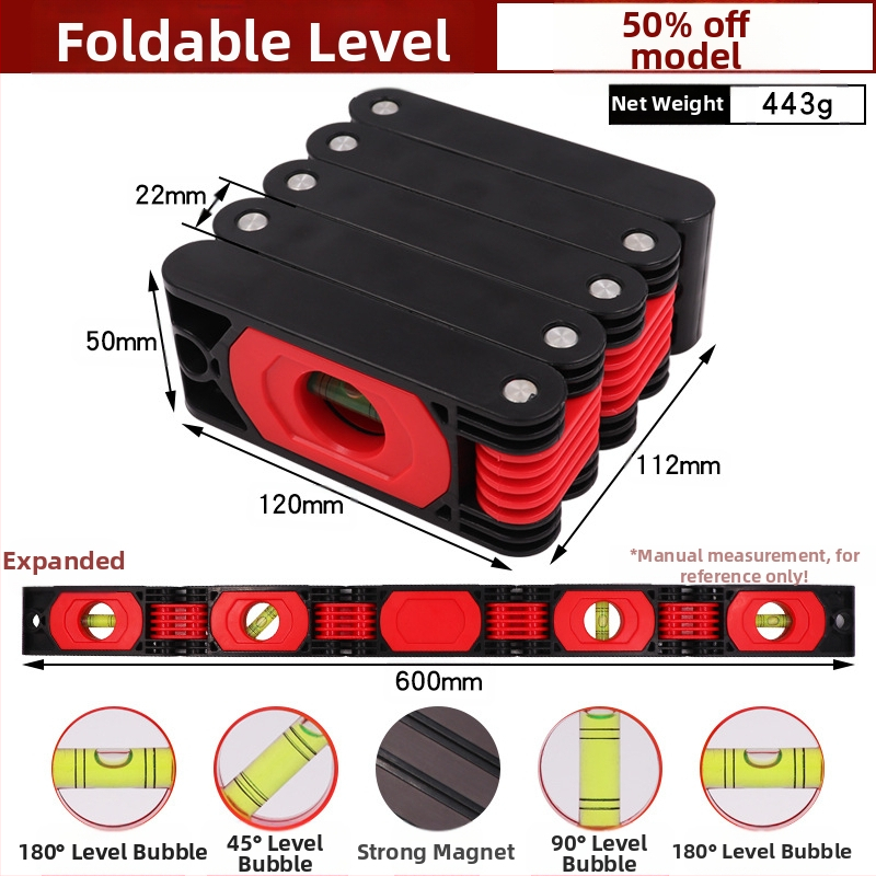 Портативен магнитен сгъваем нивелир за точно маркиране на стени