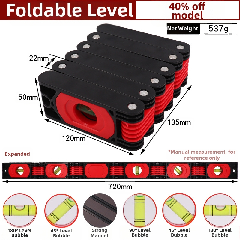 Портативен магнитен сгъваем нивелир за точно маркиране на стени