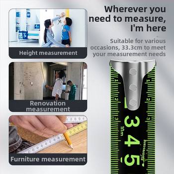 Ατσάλινη μετροταινία με αυτόματο κλείδωμα, ανθεκτική στη φθορά, αντοχή στην πτώση, φθορίζουσα