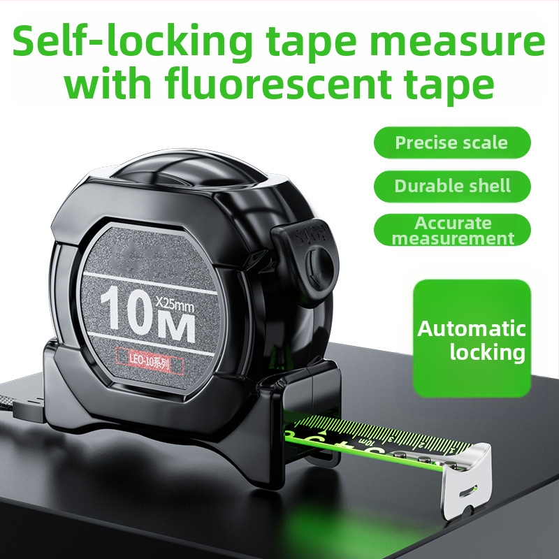 Acél mérőszalag automatikus zárással, kopásálló, leesés elleni, fluoreszkáló