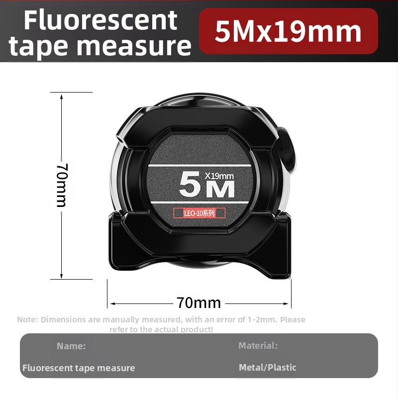 Acél mérőszalag automatikus zárással, kopásálló, leesés elleni, fluoreszkáló
