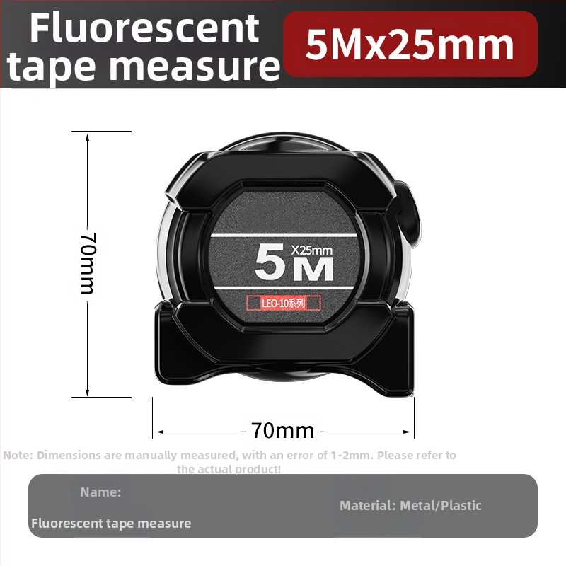 Acél mérőszalag automatikus zárással, kopásálló, leesés elleni, fluoreszkáló