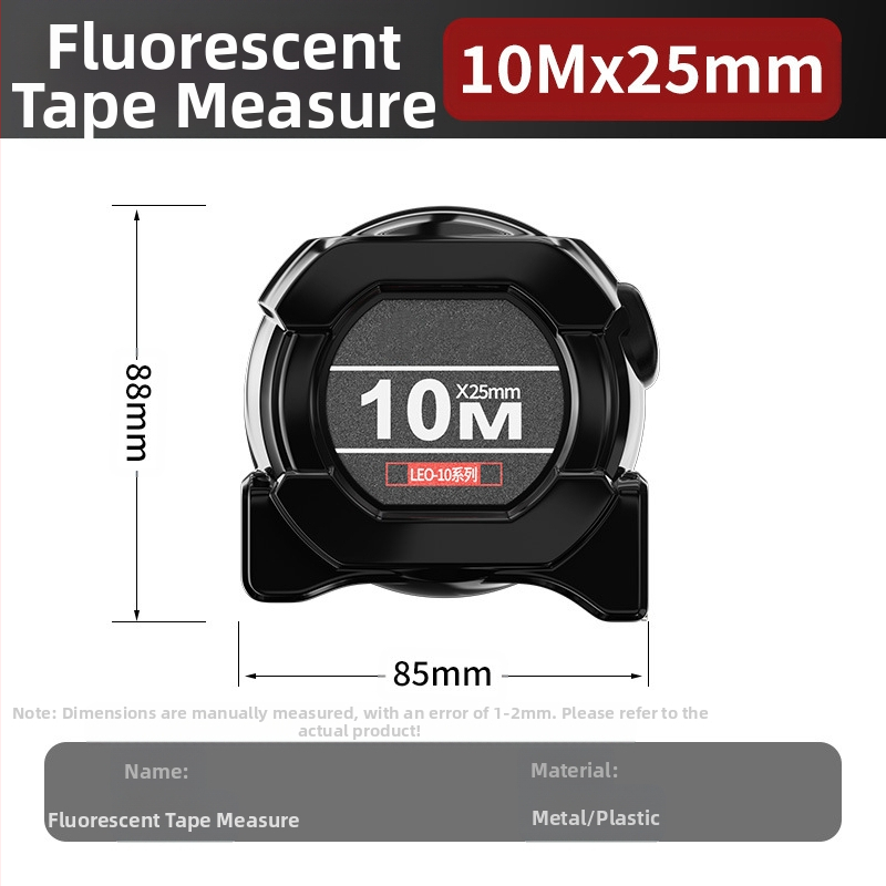 Acél mérőszalag automatikus zárással, kopásálló, leesés elleni, fluoreszkáló