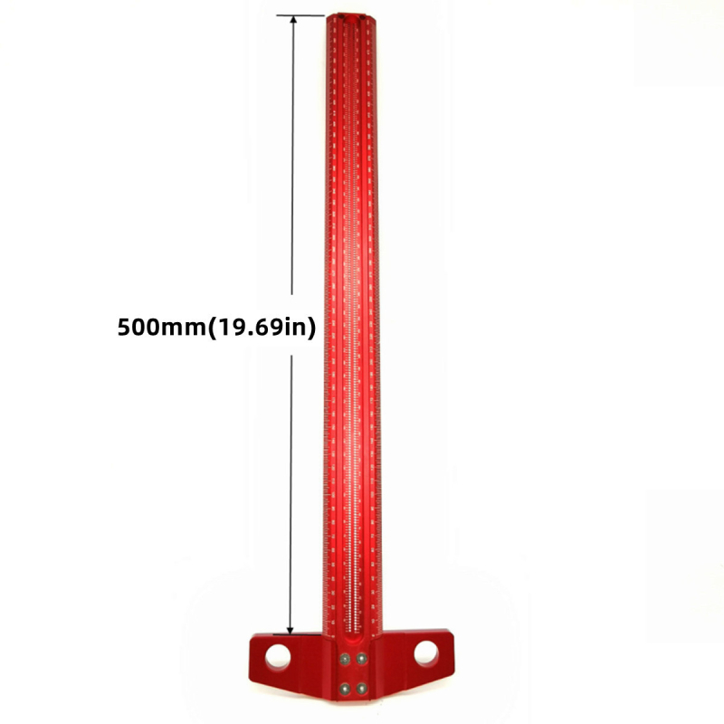 Faipari T-alakú jelölő eszköz 90°-os vezetővel, lyukakkal ellátott vonalzó, alumíniumötvözet, 1 darabos készlet, közepes szabvány, háztartási használatra