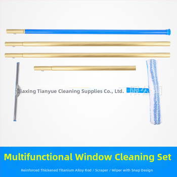 Stiklo valymo įrenginys langams su teleskopine aliuminio lydinio lazda – vienpusis šluostymas, komercinis naudojimas, rankinis