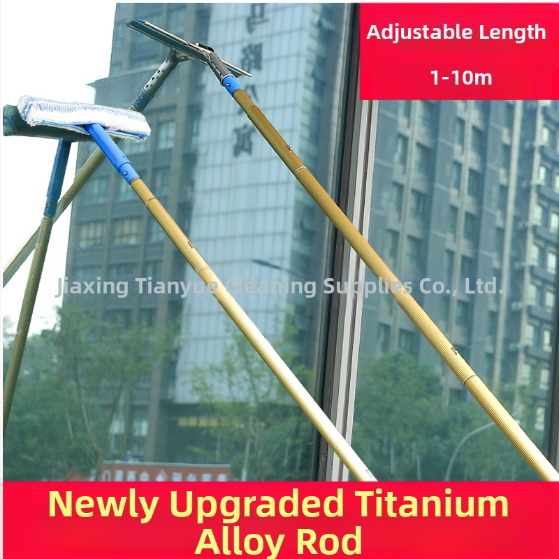 Стъклен чистач за прозорци с телескопична пръчка от алуминиева сплав – едностранно избърсване, комерсиална употреба, ръчна работа