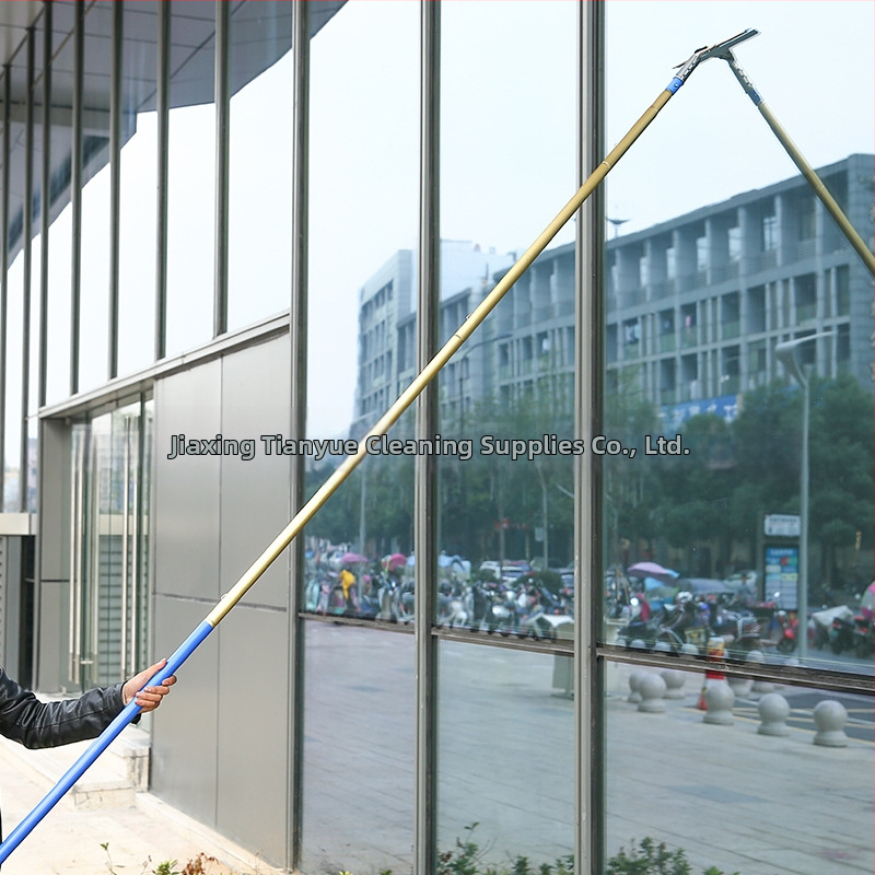 Стъклен чистач за прозорци с телескопична пръчка от алуминиева сплав – едностранно избърсване, комерсиална употреба, ръчна работа