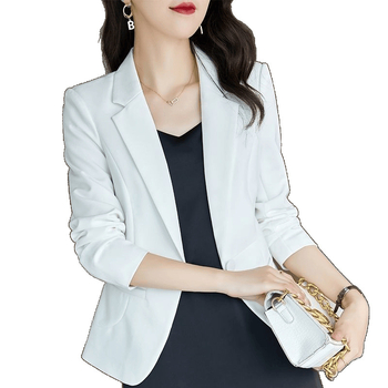 Γυναικείο ελαφρύ μπλέιζερ με επωμίδες, halter λαιμό, μανίκια 3/4, κούμπωμα με ένα κουμπί, πολυεστερικό ύφασμα