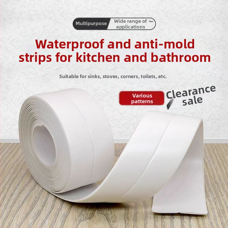 Самозалепваща лента против плесен за ръбове на мивка, кухня и баня – PVC, водоустойчива, пейзажен дизайн, прост стил