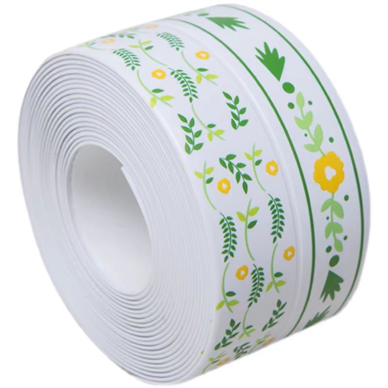 Pašlīmējoša pretsēnīšanas mala lente izlietnei, virtuvei un vannas istabai – PVC, ūdensizturīga, ainavas raksts, vienkāršs stils