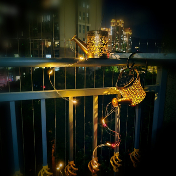 Σιδερένιο ηλιακό φωτιστικό κήπου με σχέδιο κεφαλής ντους, ζεστό φως, ισχύς 0,06 W, τάση 2 V, αυτονομία 6–12 ωρών