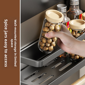 Μαγνητικός πλευρικός ράφης ψυγείου — κρεμάμενος στον τοίχο, πολυλειτουργικός, χωρίς εγκατάσταση, από χάλυβα άνθρακα, φορέας χαρτοπετσέτας, αποθήκευση μεμβράνης και μπαχαρικών