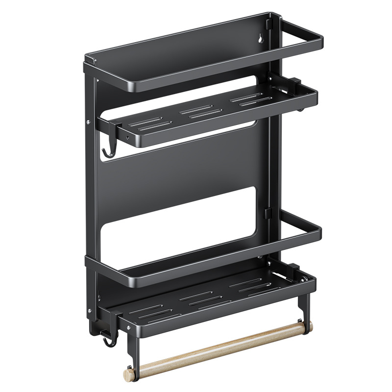 Magneetiline külgriiul külmikule — seinale kinnituv, mitmekülgne, paigaldust ei vaja, süsinikterasest, paberrätiku hoidja, kile ja maitseainete hoiustamine