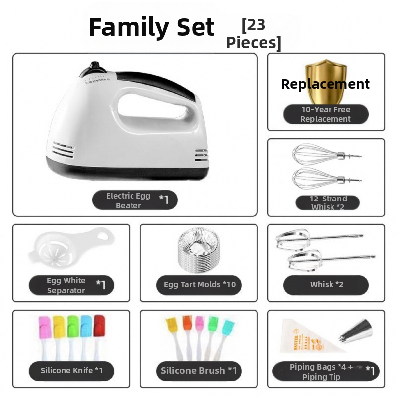 Elektrinis kiaušinių plakiklis, rankinis, 1001–1200 W, 7+ greičiai, maišymas, plakimas kiaušinių, tešlos minkymas, visiškai automatinis
