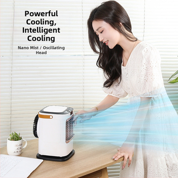 Επιτραπέζιος ανεμιστήρας με ψεκασμό και ατμοποιημένη υγρασία, 3 πτερύγια, κεφαλή με ταλάντωση, κινητήρας με βούρτσες, USB