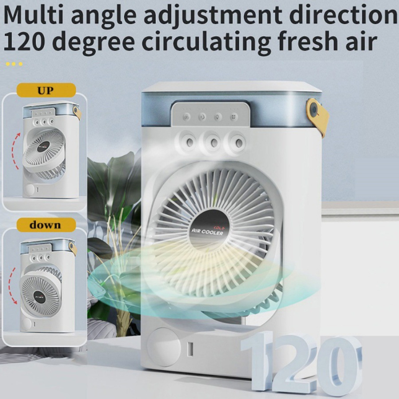Spray ventilátor asztalra, 3 lapáttal, brushless motor, USB tápegység, beépített 2000–4000 mAh akkumulátor