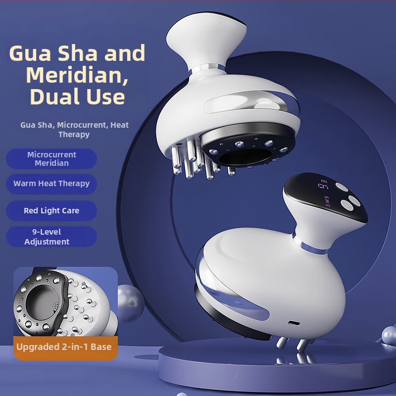 Mikrostrāvas ķermeņa masāžas ierīce ar meridiānu cuppingu un muguras/ vēdera masāžu (GS-02, 500 g, uzlādējams)