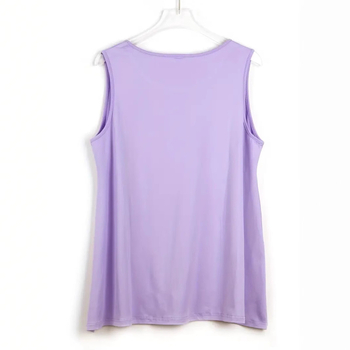 Γυναικείο μπλουζάκι χωρίς μανίκια με στρογγυλό λαιμό, φαρδιά γραμμή, μακρύ μήκος, μείγμα νάιλον-σπαντέξ, ιαπωνοκορεατικό casual στυλ