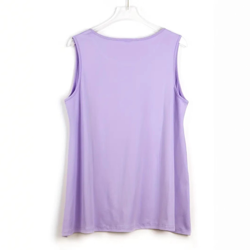 Női ujjatlan felső kerek nyakkal, laza szabású, hosszított fazon, Nylon-Spandex keverék, japán-koreai casual stílus