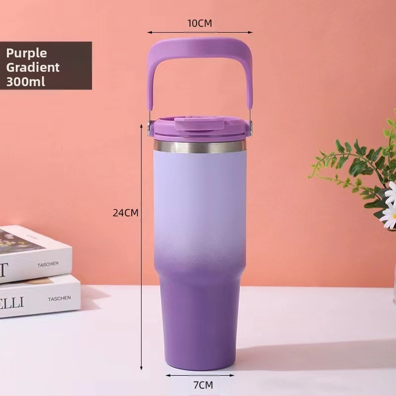 Термос-чаша с вакуумна изолация, вътрешност 304 неръждаема стомана, външна 201 неръждаема стомана, преносима автомобилна чаша с въже за носене, персонализирано лого