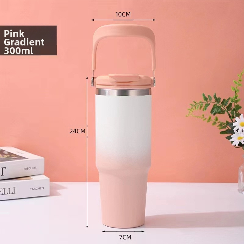 Термос-чаша с вакуумна изолация, вътрешност 304 неръждаема стомана, външна 201 неръждаема стомана, преносима автомобилна чаша с въже за носене, персонализирано лого