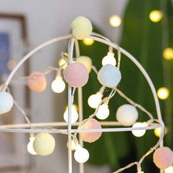 LED αλυσίδα με βαμβακερές μπαλίτσες – 20 LEDs, 3000K, IP54, μπαταρία, εσωτερική/γιορτινή διακόσμηση, μοντέλο Fur Ball Lamp