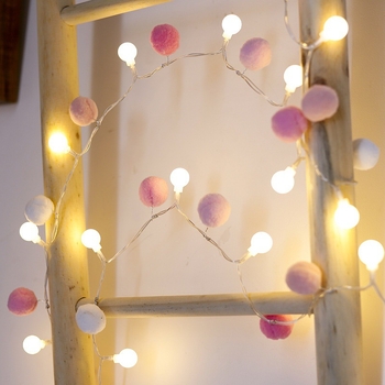 LED αλυσίδα με βαμβακερές μπαλίτσες – 20 LEDs, 3000K, IP54, μπαταρία, εσωτερική/γιορτινή διακόσμηση, μοντέλο Fur Ball Lamp