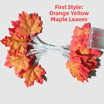 LED γιρλάντα σε σχήμα φύλλου σφενδάμου με θήκη μπαταριών USB, εξωτερική χρήση, IP44, είσοδος 4.5V