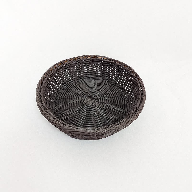 Плетена кръгла кошница за плодове и хляб, нов китайски стил — Материал: PP пластмасов ратан; Модел: кошница за хляб; Произход: Бобай; Област на приложение: плодове, зеленчуци, канцелария, козметика/бижута, кабели за слушалки