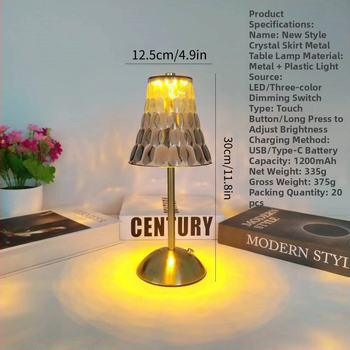 Stalo lemputė su krištolo luksu, trijų lygių šviesos reguliavimas, projekcija, nakties šviesa ir aplinkos apšvietimas, tinkama vidaus/lauko naudojimui