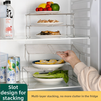 Вътрешен рафт за хладилник от неръждаема стомана – разделител за съхранение, Wan Jianing, стил светъл лукс
