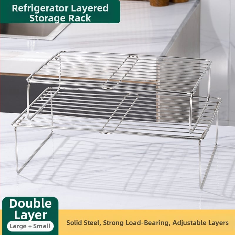 Вътрешен рафт за хладилник от неръждаема стомана – разделител за съхранение, Wan Jianing, стил светъл лукс