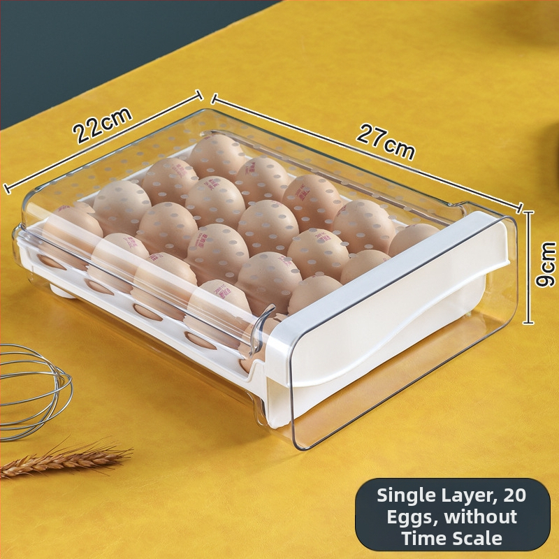 Xiqin пластмасова кутия за яйца със чекмеджетен дизайн, двуслоен, голям капацитет, запазва свежестта на яйцата