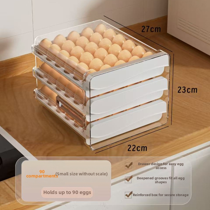 Xiqin пластмасова кутия за яйца със чекмеджетен дизайн, двуслоен, голям капацитет, запазва свежестта на яйцата