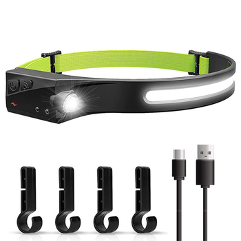 Išorinis dviejų galvų LED galvos žibintas su šalmo laikikliu, 5W, įkraunamas 400/1200 mAh, 100–200 m spindulys