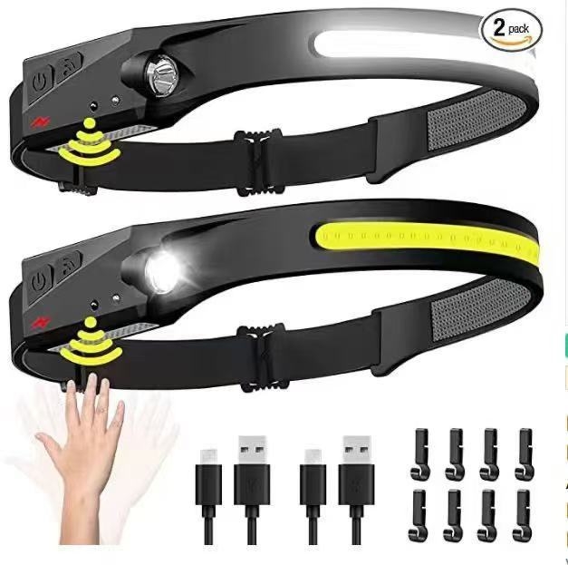 Išorinis dviejų galvų LED galvos žibintas su šalmo laikikliu, 5W, įkraunamas 400/1200 mAh, 100–200 m spindulys