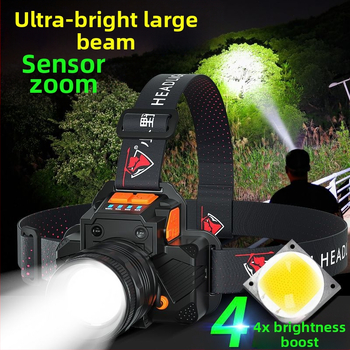 Κεφαλική λυχνία για νυχτερινό ψάρεμα με αισθητήρα – επαναφορτιζόμενη LED, 8 ωρών διάρκεια λειτουργίας