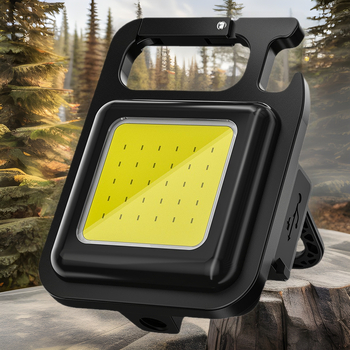 Фенерче за ключодържател – презареждаем, ултраярък за външни условия, компактна къмпинг лампа; COB светодиод, 3.7V, 10W, натисков превключвател