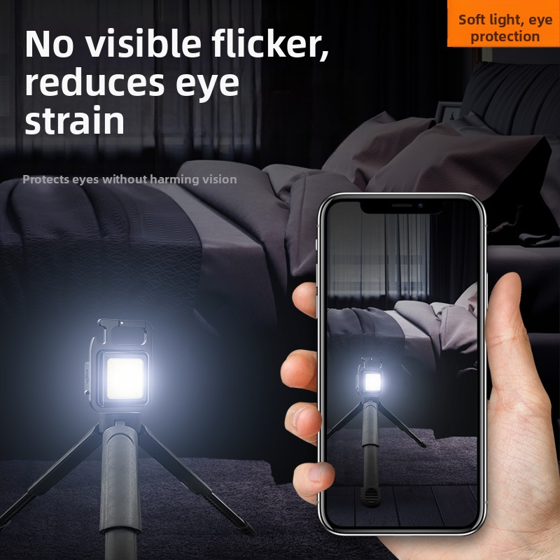 Фенерче за ключодържател – презареждаем, ултраярък за външни условия, компактна къмпинг лампа; COB светодиод, 3.7V, 10W, натисков превключвател