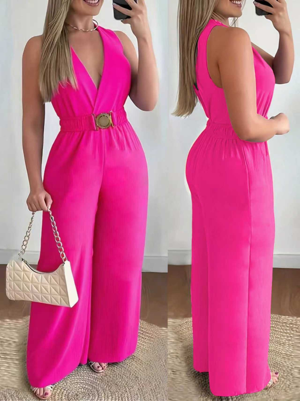 Полиестерни панталони с висока талия, широки крачоли и диагонални джобове