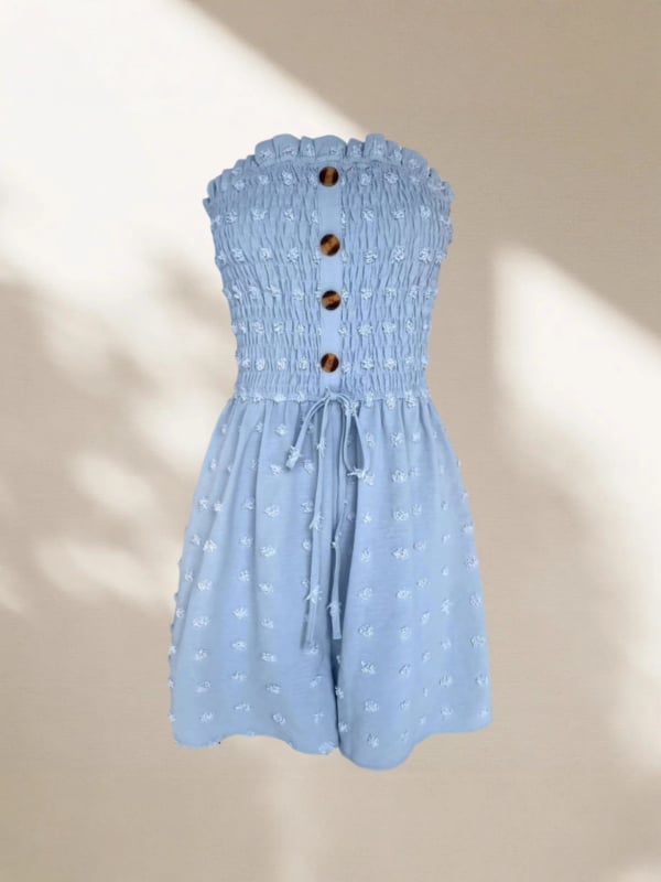 Kényelmes poliészter overál, ujj nélküli, egy vállon, középső derék, enyhén bővülő nadrág, kollázs/splicing dizájn (nyár 2025)