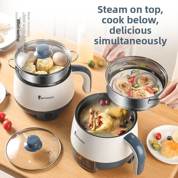 Електрически горещ съд за 1-2 души със вътрешен съд от неръждаема стомана, функция против сух ход, механично управление, под 800 W