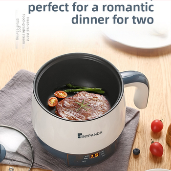 Електрически горещ съд за 1-2 души със вътрешен съд от неръждаема стомана, функция против сух ход, механично управление, под 800 W